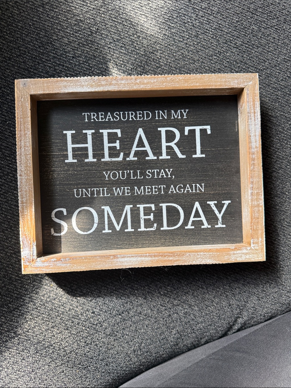 Adams Black and Natural Wood 'Treasured In My Heart' Sentiment Plaque